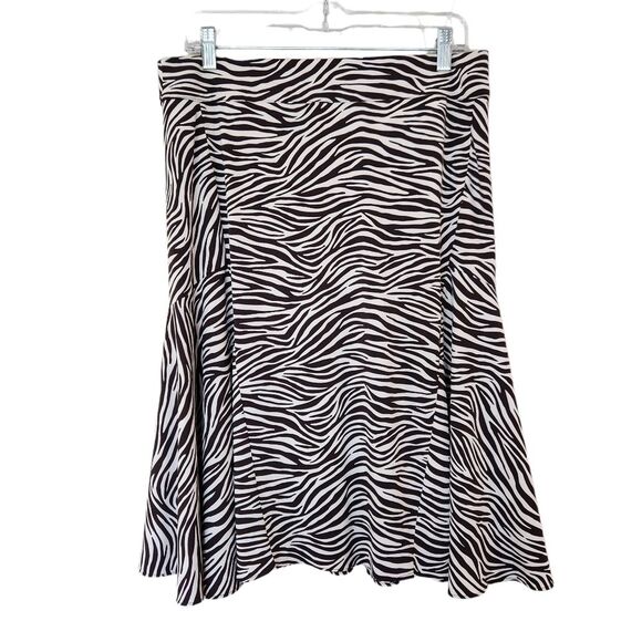 MICHAEL Michael Kors Skirt Women's Zebra Fit & Flare Chocolate Brown White Sz 10 - Picture 4 of 8